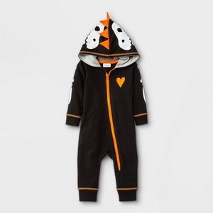 CAT & JACK Baby Boy Dino Skeleton French Terry Hooded Romper